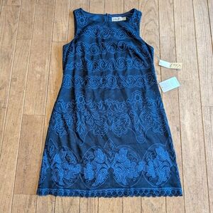 Nwt Women's Eliza J Navy Blue Sleeveless Knee Length Dress Size 12